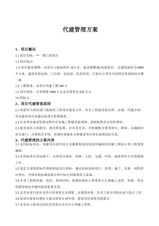 海南某项目代建管理方案