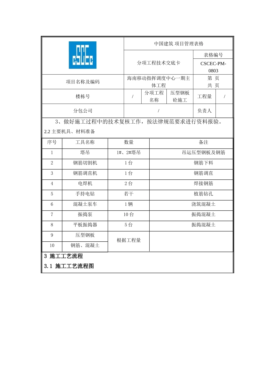 海南移动压型钢板砼施工技术交底_第2页