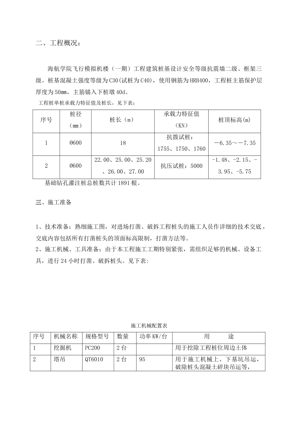 海航学院飞行模拟机楼一期桩头破除施工方案_第3页