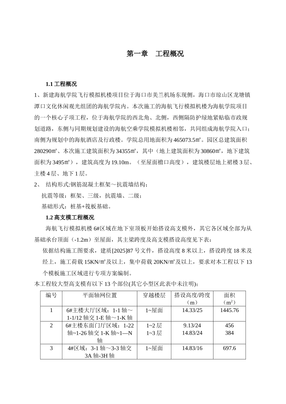 海航学院高支模专项方案内容_第1页