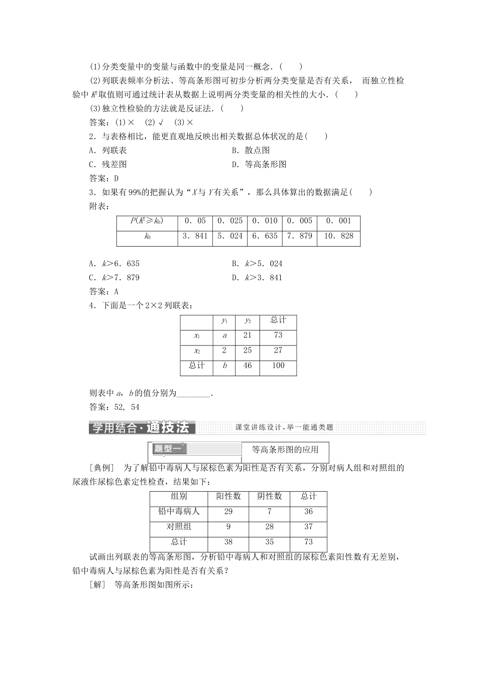 高中数学 第一章 统计案例 1.2 独立性检验的基本思想及其初步应用创新应用学案 新人教A版选修1-2-新人教A版高二选修1-2数学学案_第2页