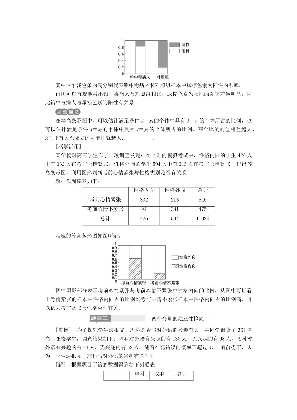 高中数学 第一章 统计案例 1.2 独立性检验的基本思想及其初步应用创新应用学案 新人教A版选修1-2-新人教A版高二选修1-2数学学案_第3页