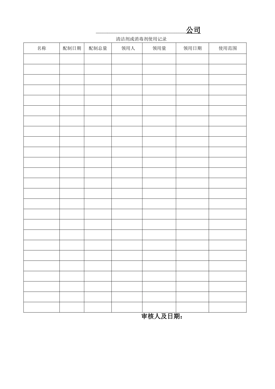 消毒剂清洁剂使用记录_第1页