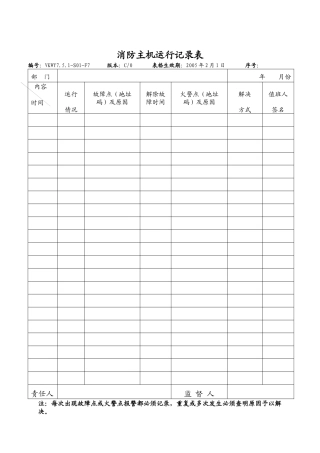 消防主机运行记录表