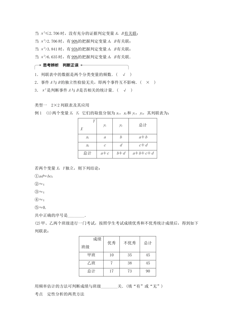高中数学 第一章 统计案例 2.2-2.4学案 北师大版选修1-2-北师大版高二选修1-2数学学案_第2页