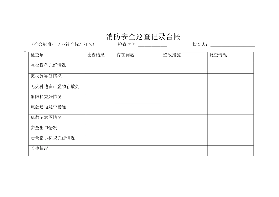 消防安全巡查记录台帐_第1页