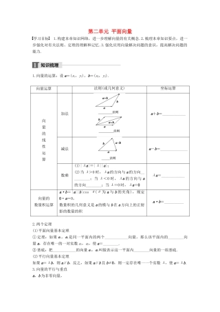 高中数学 第二单元 平面向量章末复习课学案 北师大版必修4-北师大版高一必修4数学学案