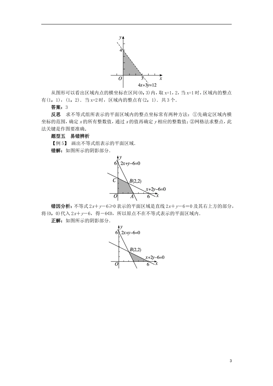 高中数学 第三章 不等式 3.5 二元一次不等式（组）与简单的线性规划问题 3.5.1 二元一次不等式（组）所表示的平面区域课堂探究学案 新人教B版必修5-新人教B版高二必修5数学学案_第3页
