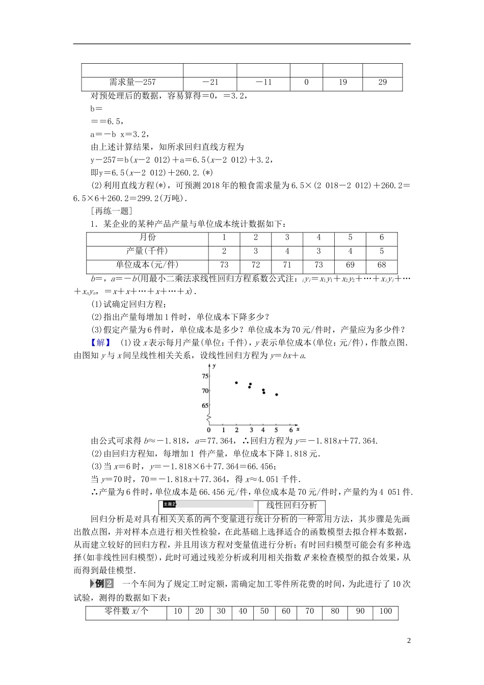 高中数学 第一章 统计案例章末分层突破学案 新人教A版选修1-2-新人教A版高二选修1-2数学学案_第2页