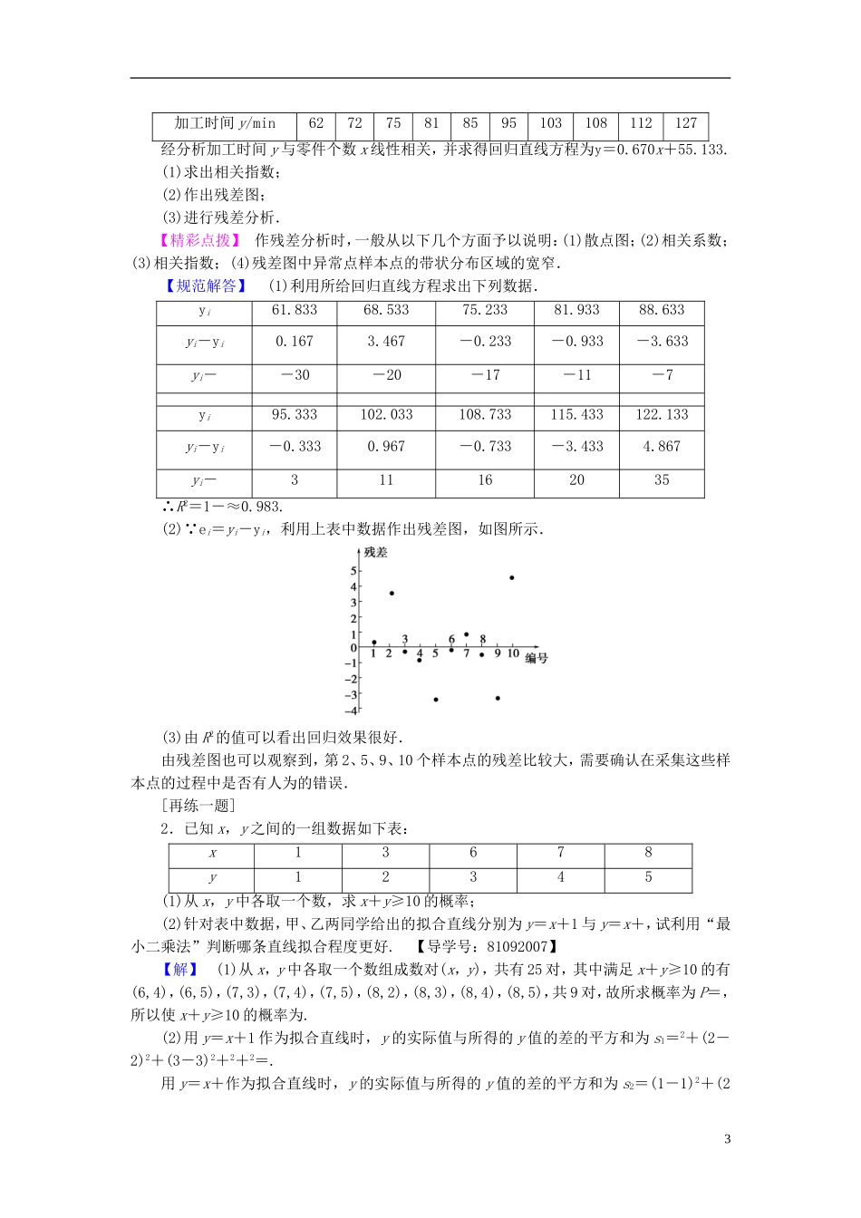 高中数学 第一章 统计案例章末分层突破学案 新人教A版选修1-2-新人教A版高二选修1-2数学学案_第3页