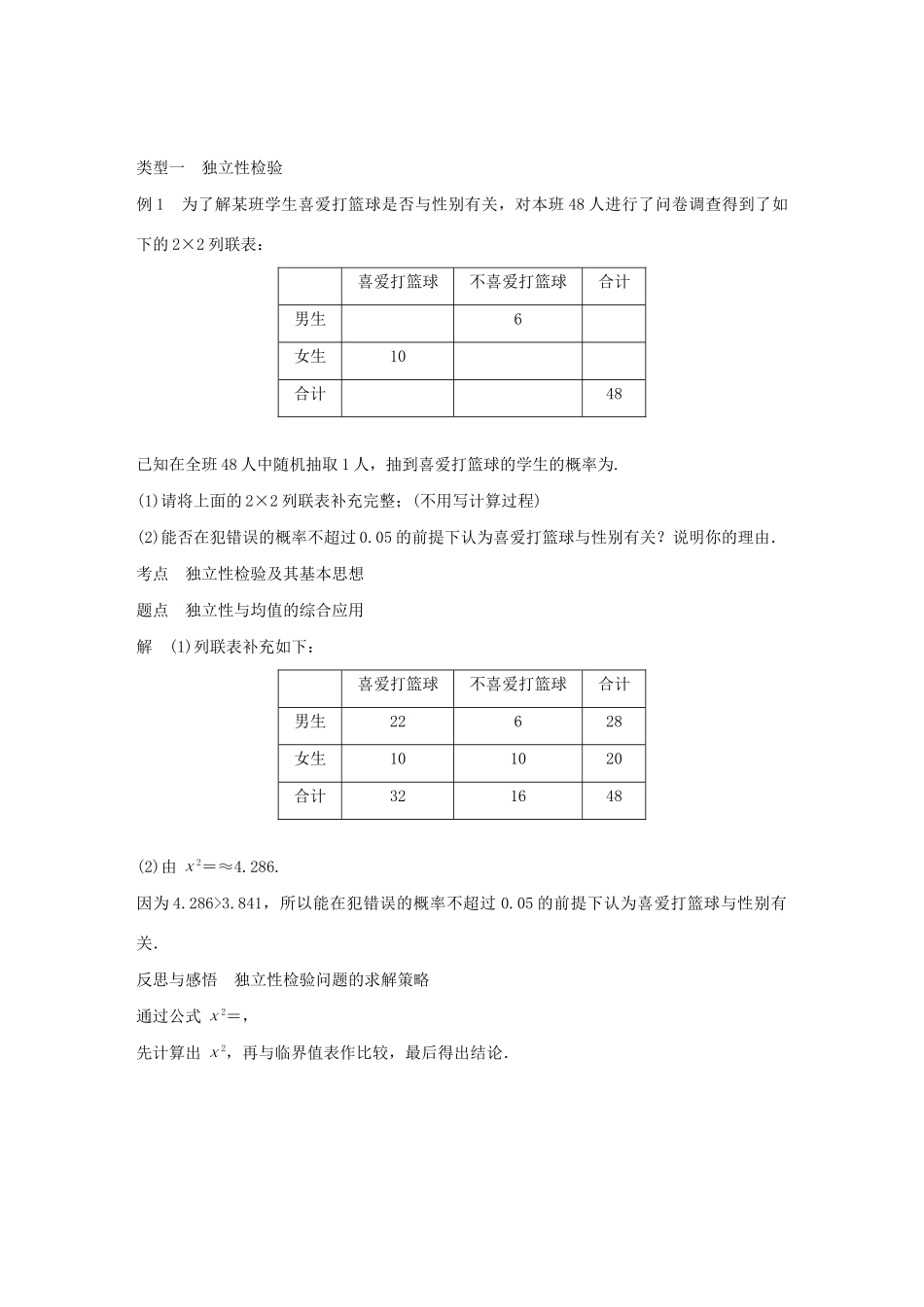 高中数学 第一章 统计案例章末复习学案 苏教版选修1-2-苏教版高二选修1-2数学学案_第2页