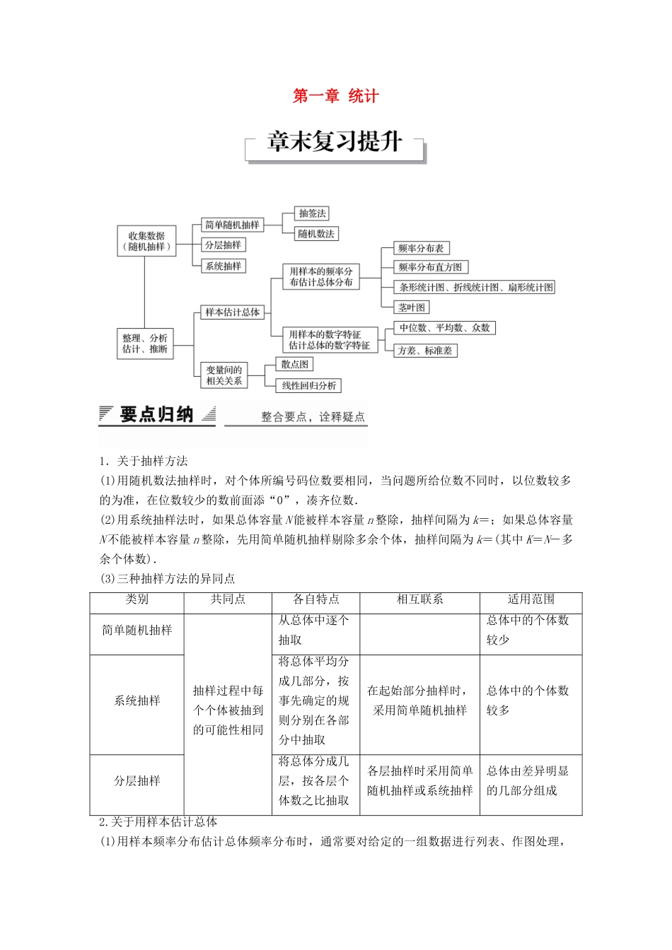 高中数学 第一章 统计章末复习提升学案 北师大版必修3-北师大版高一必修3数学学案_第1页