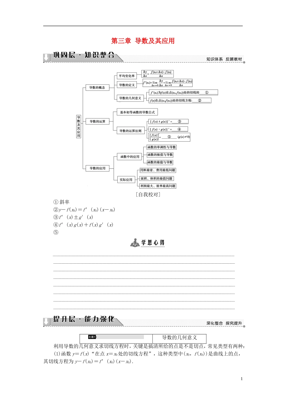 高中数学 第三章 导数及其应用章末分层突破学案 新人教A版选修1-1-新人教A版高二选修1-1数学学案_第1页