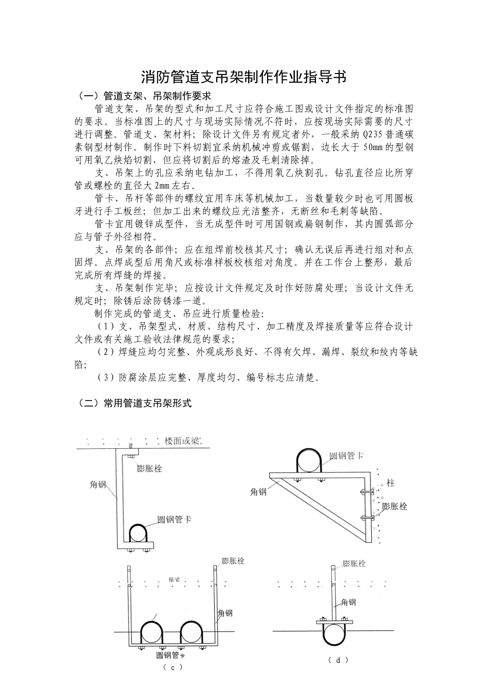 消防管道支吊架制作作业指导书_第1页