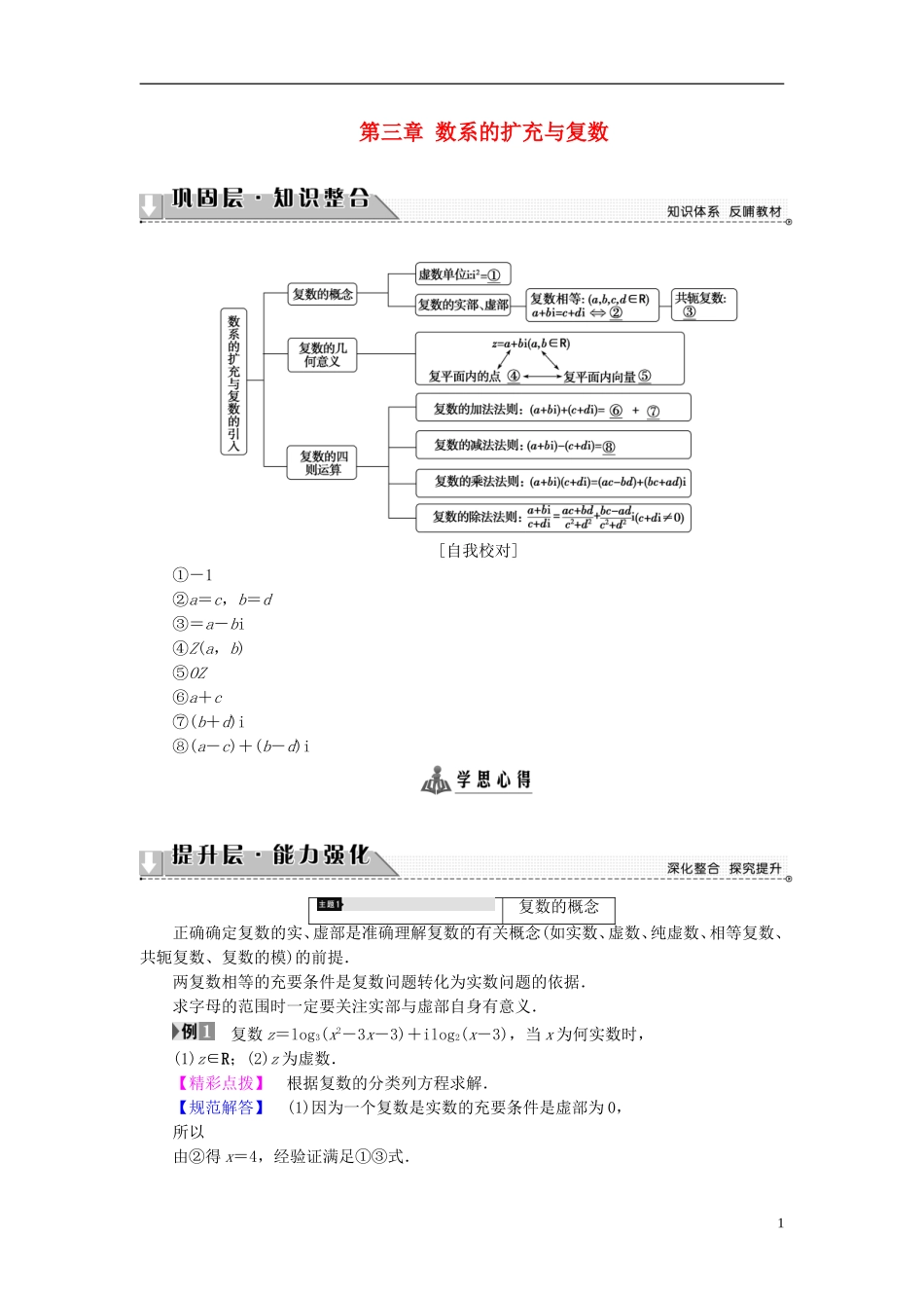 高中数学 第三章 数系的扩充与复数章末分层突破学案 新人教B版选修2-2-新人教B版高二选修2-2数学学案_第1页