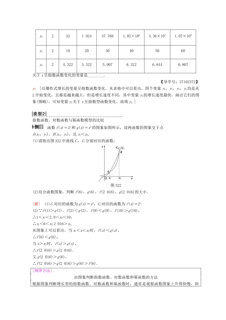 高中数学 第三章 函数的应用 3.2 函数模型及其应用 3.2.1 几类不同增长的函数模型学案 新人教A版必修1-新人教A版高一必修1数学学案_第3页