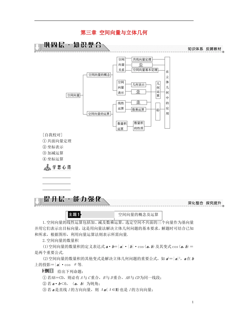 高中数学 第三章 空间向量与立体几何章末分层突破学案 新人教A版选修2-1-新人教A版高二选修2-1数学学案_第1页