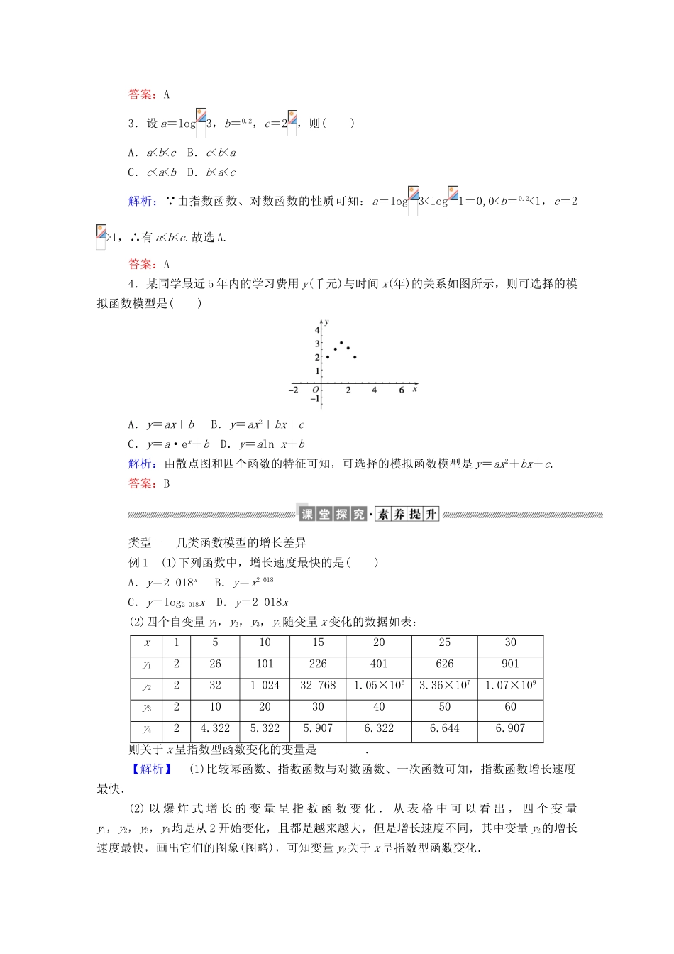 高中数学 第三章 函数的应用 3.2.1 几类不同增长的函数模型学案（含解析）新人教A版必修1-新人教A版高一必修1数学学案_第2页