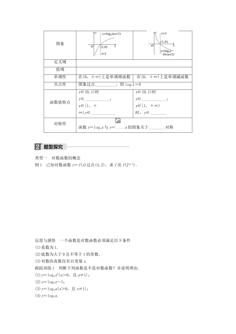 高中数学 第三章 函数的应用 3.2.2 对数函数（一）学案 苏教版必修1-苏教版高一必修1数学学案_第2页