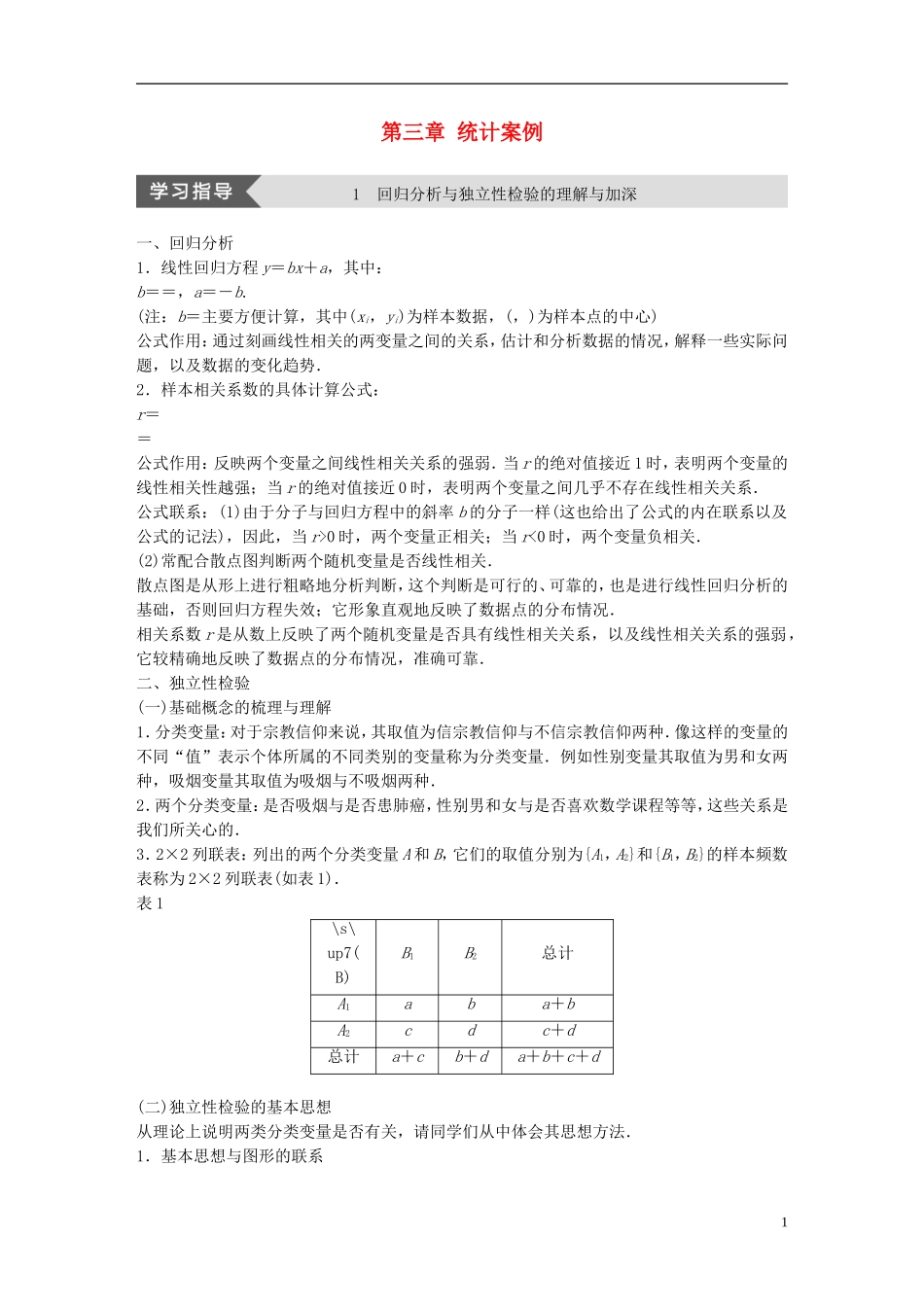 高中数学 第三章 统计案例疑难规律方法学案 北师大版选修2-3-北师大版高二选修2-3数学学案_第1页
