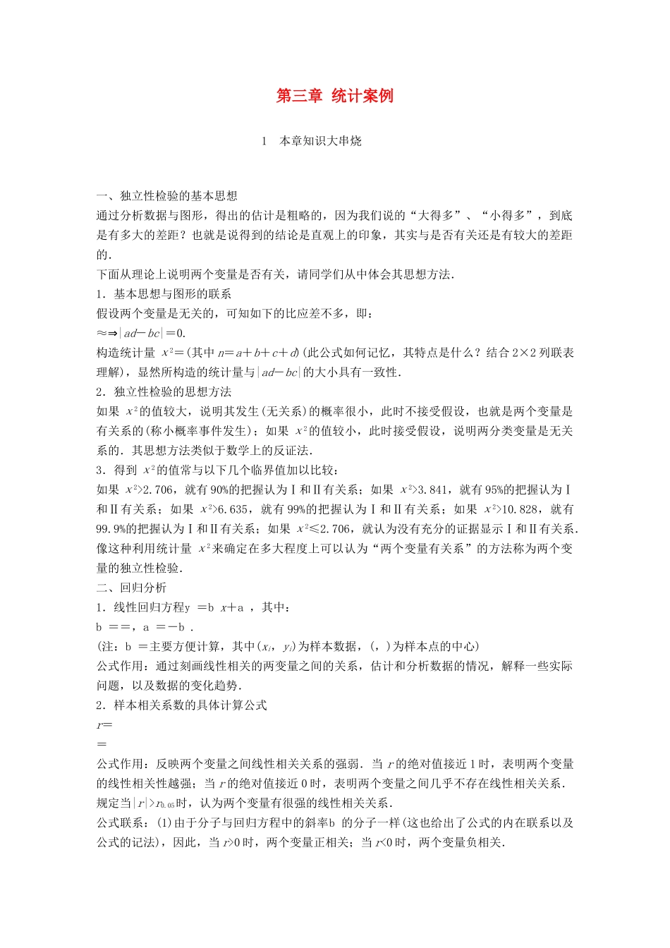 高中数学 第三章 统计案例疑难规律方法学案 苏教版选修2-3-苏教版高二选修2-3数学学案_第1页