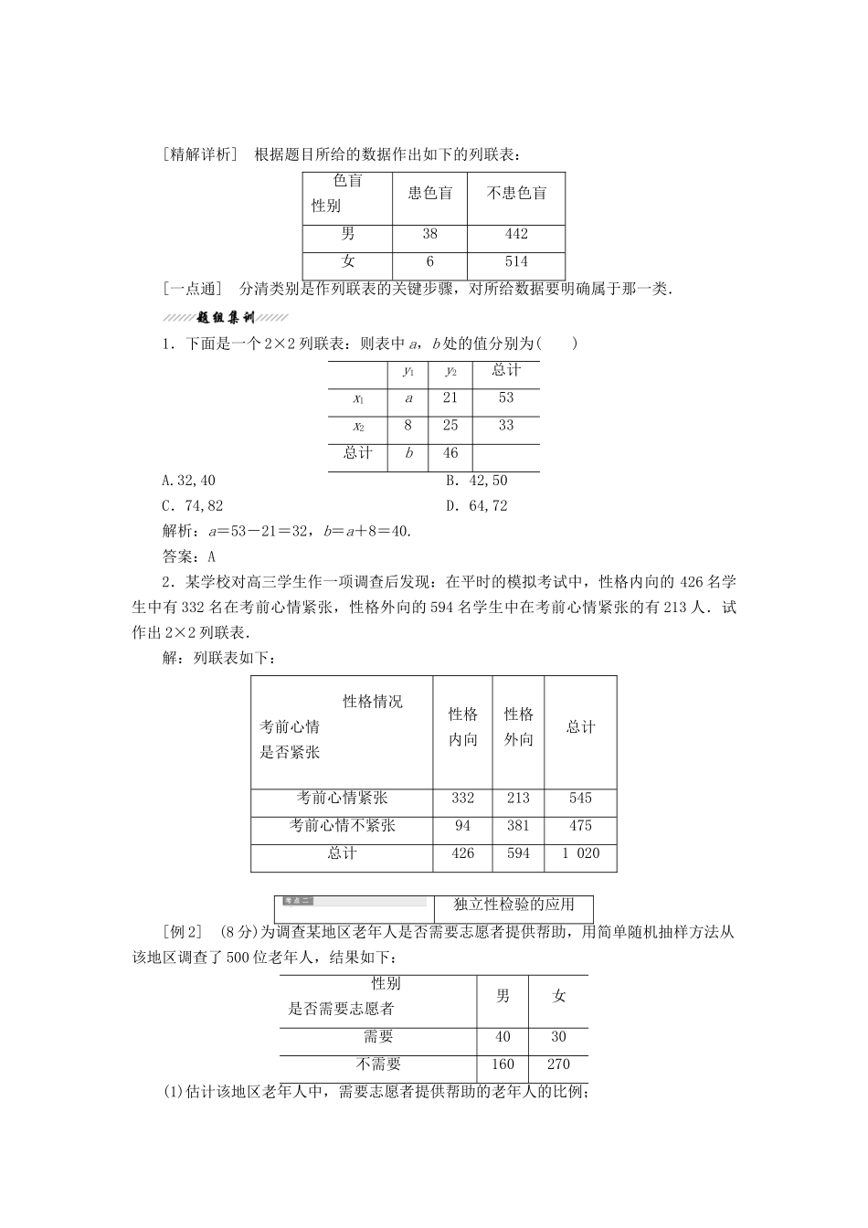 高中数学 第三章 统计案例 2 独立性检验教学案 北师大版选修2-3-北师大版高二选修2-3数学教学案_第2页