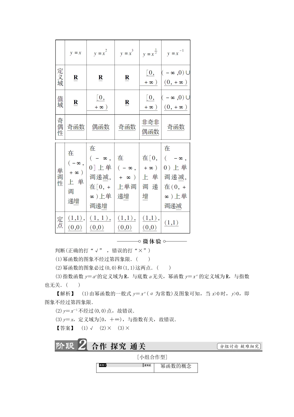 高中数学 第三章 指数函数、对数函数和幂函数 3.3 幂函数学案 苏教版必修1-苏教版高一必修1数学学案_第2页