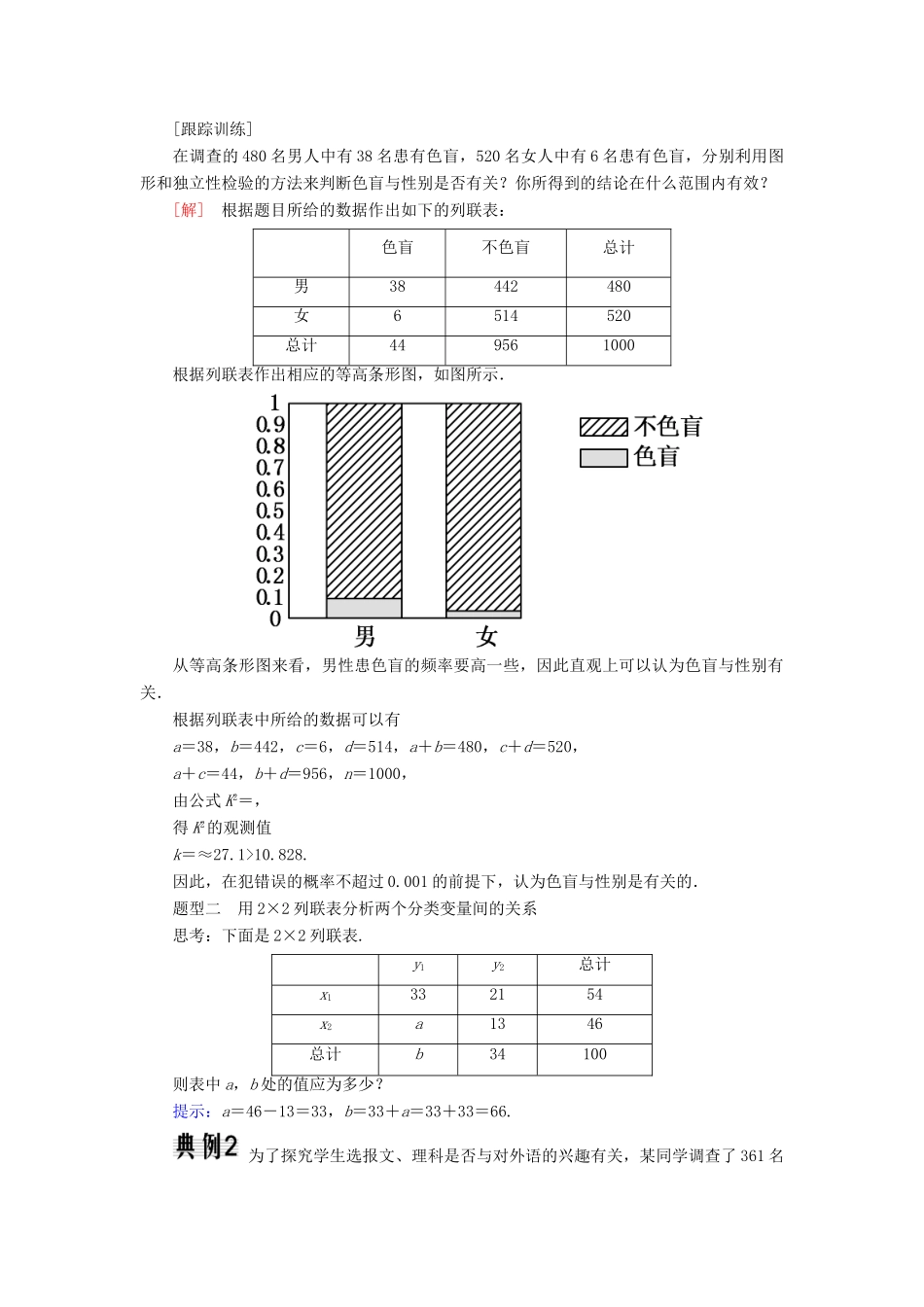 高中数学 第三章 统计案例 3.2 独立性检验的基本思想及其初步应用 学案学案 新人教A版选修2-3-新人教A版高二选修2-3数学学案_第3页