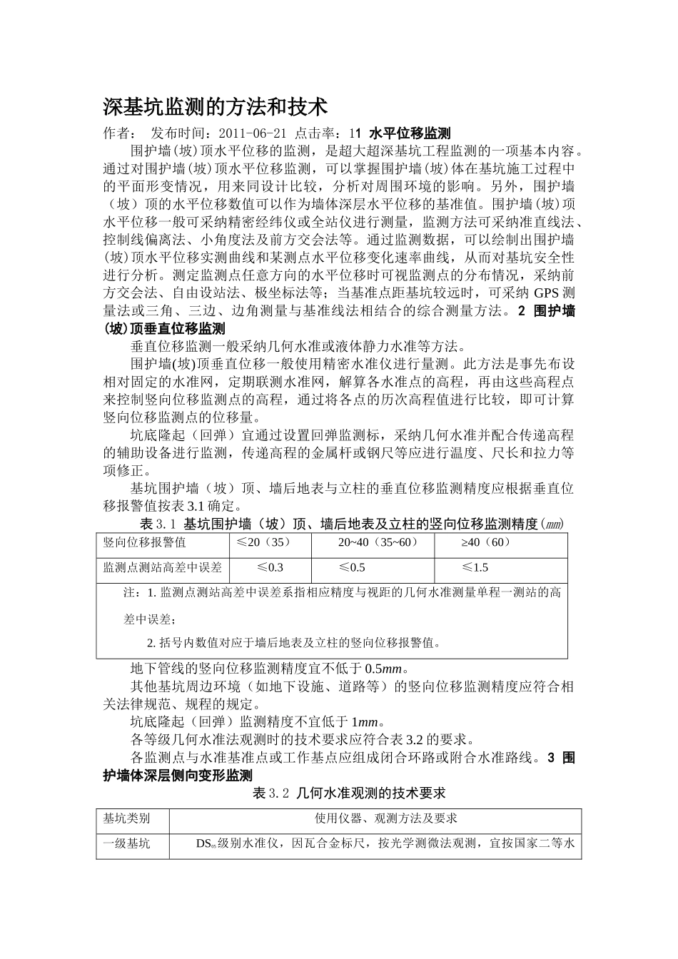 深基坑监测的方法和技术剖析_第1页