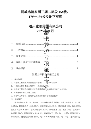 混凝土养护专项施工方案最终版