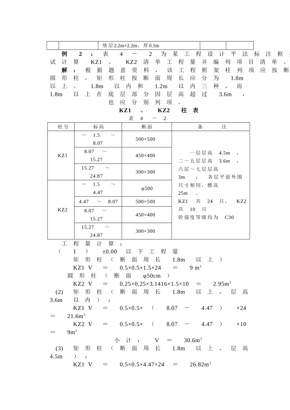 混凝土及钢混工程工程量清单计价编制例题_第2页