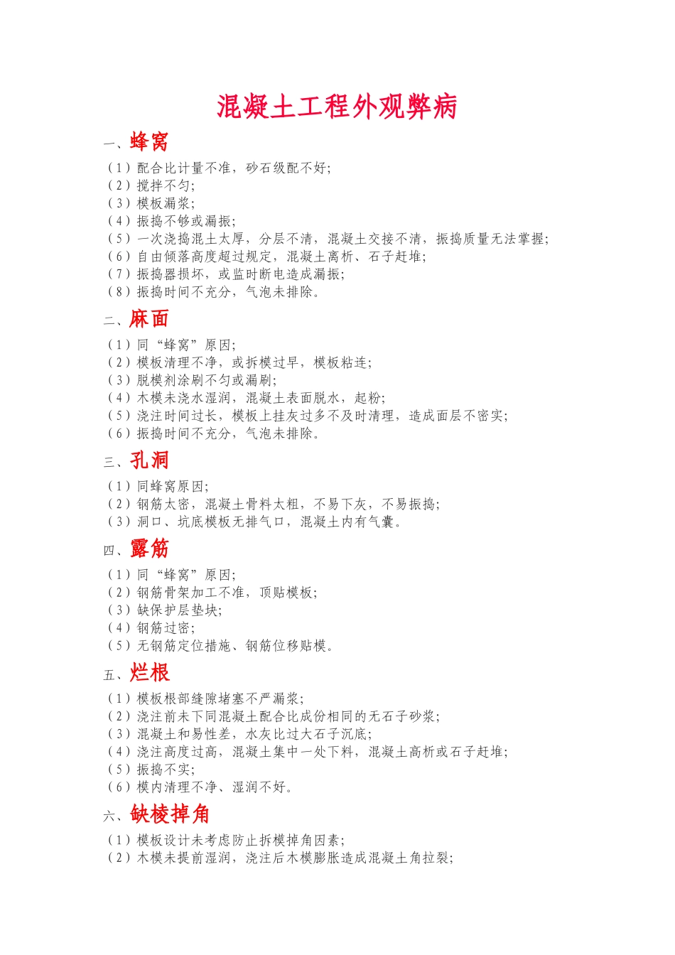 混凝土外观弊病及预防_第1页