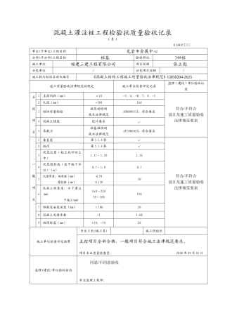 混凝土灌注桩(Ⅱ)工程检验批质量验收记录