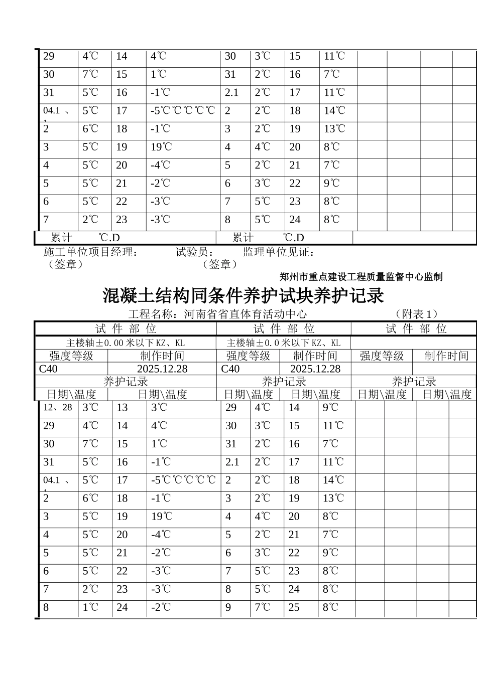 混凝土结构同条件养护试块养护记录_第3页