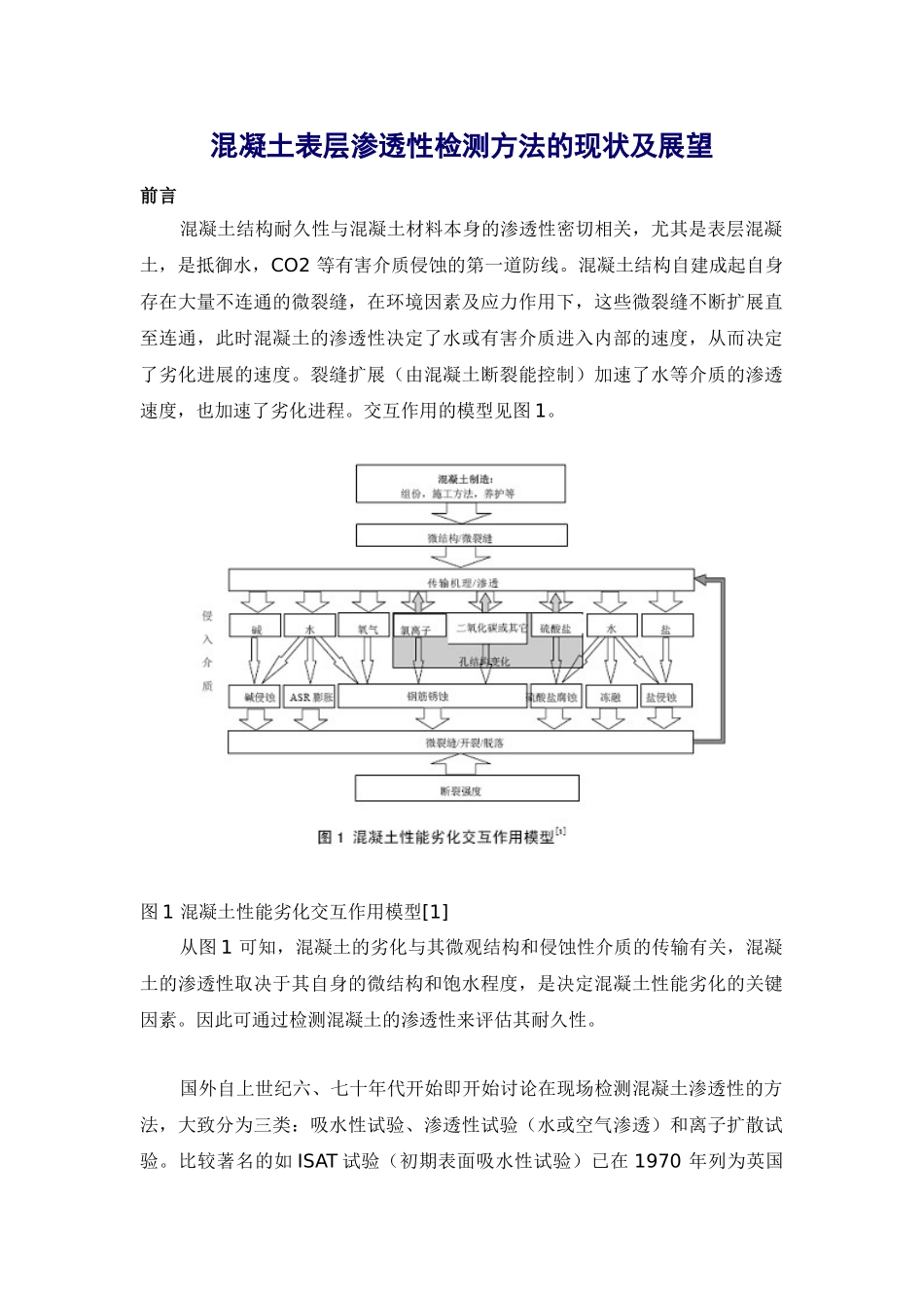 混凝土表层渗透性检测方法的现状及展望_第1页