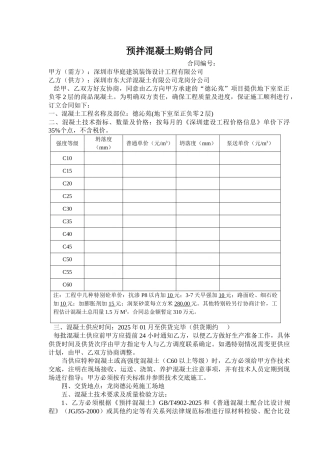 混凝土购销合同(华庭)