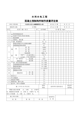 混凝土预制构件制作质量评定表