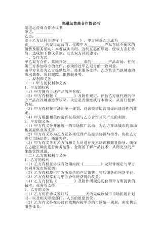 渠道运营商合作协议书-精品文案范文