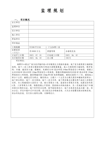 湖南某商业广场监理规划