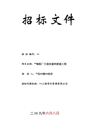 湖南某道路改建和新建工程招标文件