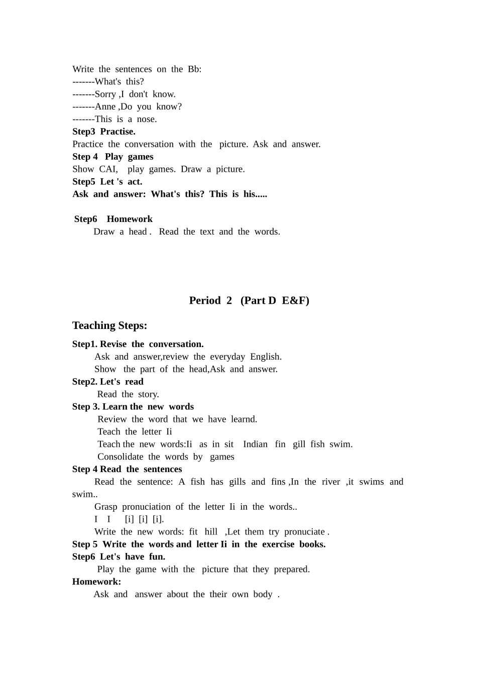 湘少版三上《Unit-9-This-is-a-nose》教案_第2页