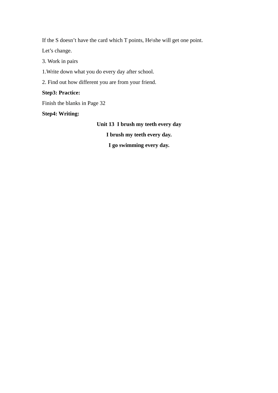 湘少版五上《Unit-13-I-brush-my-teeth-every-day》教案_第2页