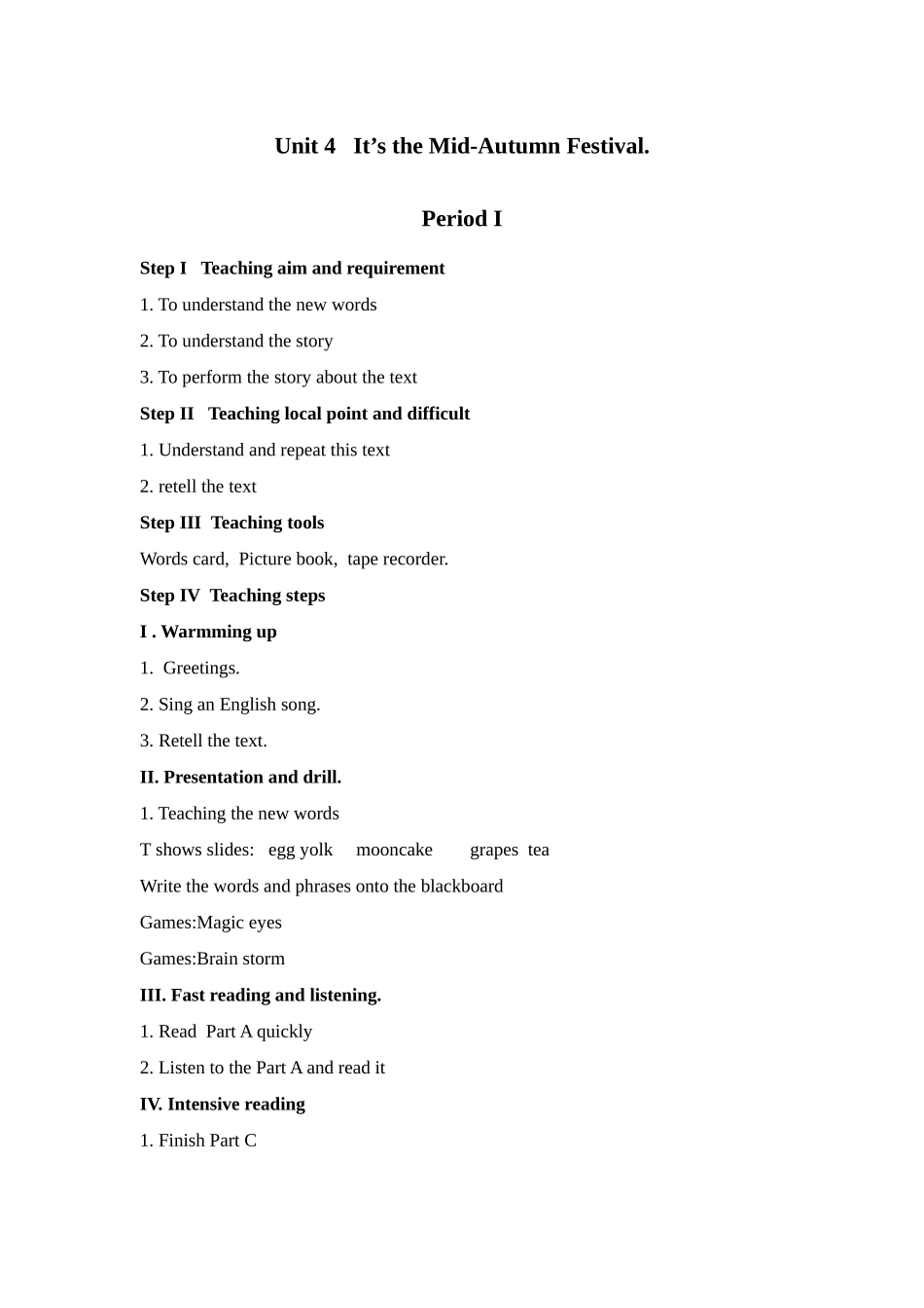 湘少版六上《Unit-4-It’s-the-Mid-Autumn-Festival》教案_第1页