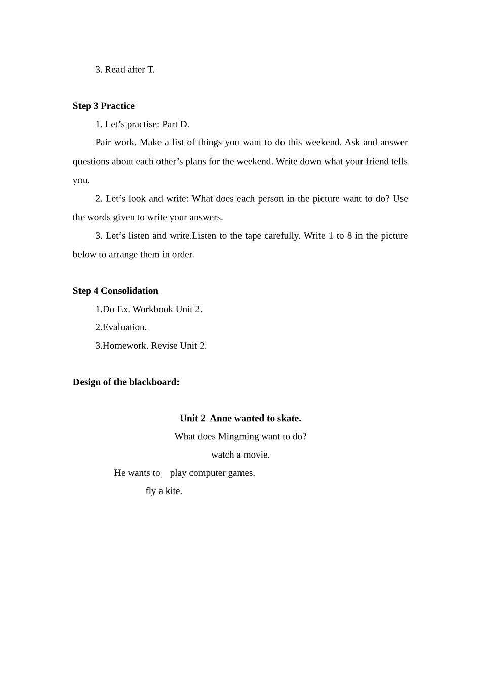 湘少版六下《Unit-2-Anne-wanted-to-skate》教案_第2页