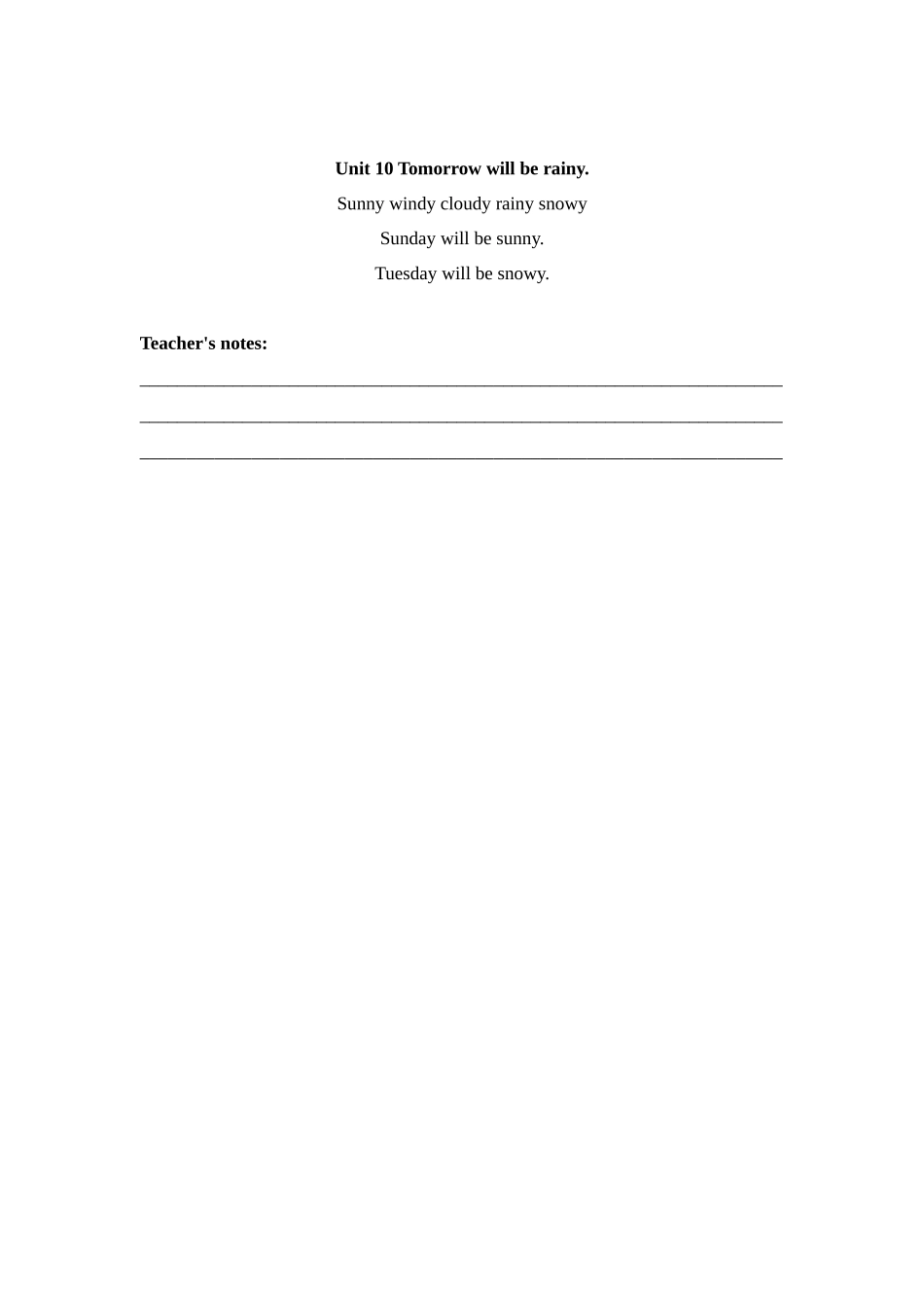 湘少版六下《Unit-10-Tomorrow-will-be-rainy》教案之二_第2页