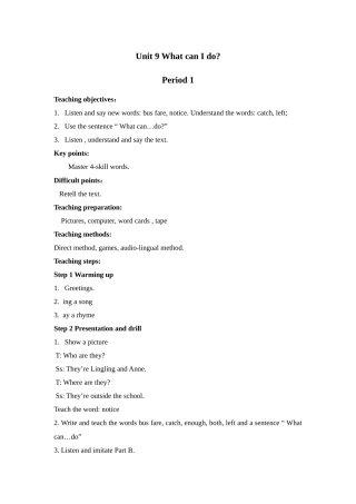 湘少版六下《Unit-9-What-can-I-do》教案