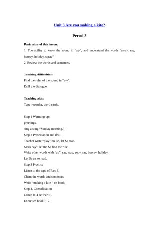 湘少版四下《Unit-3-Are-you-making-a-kite》教案之二