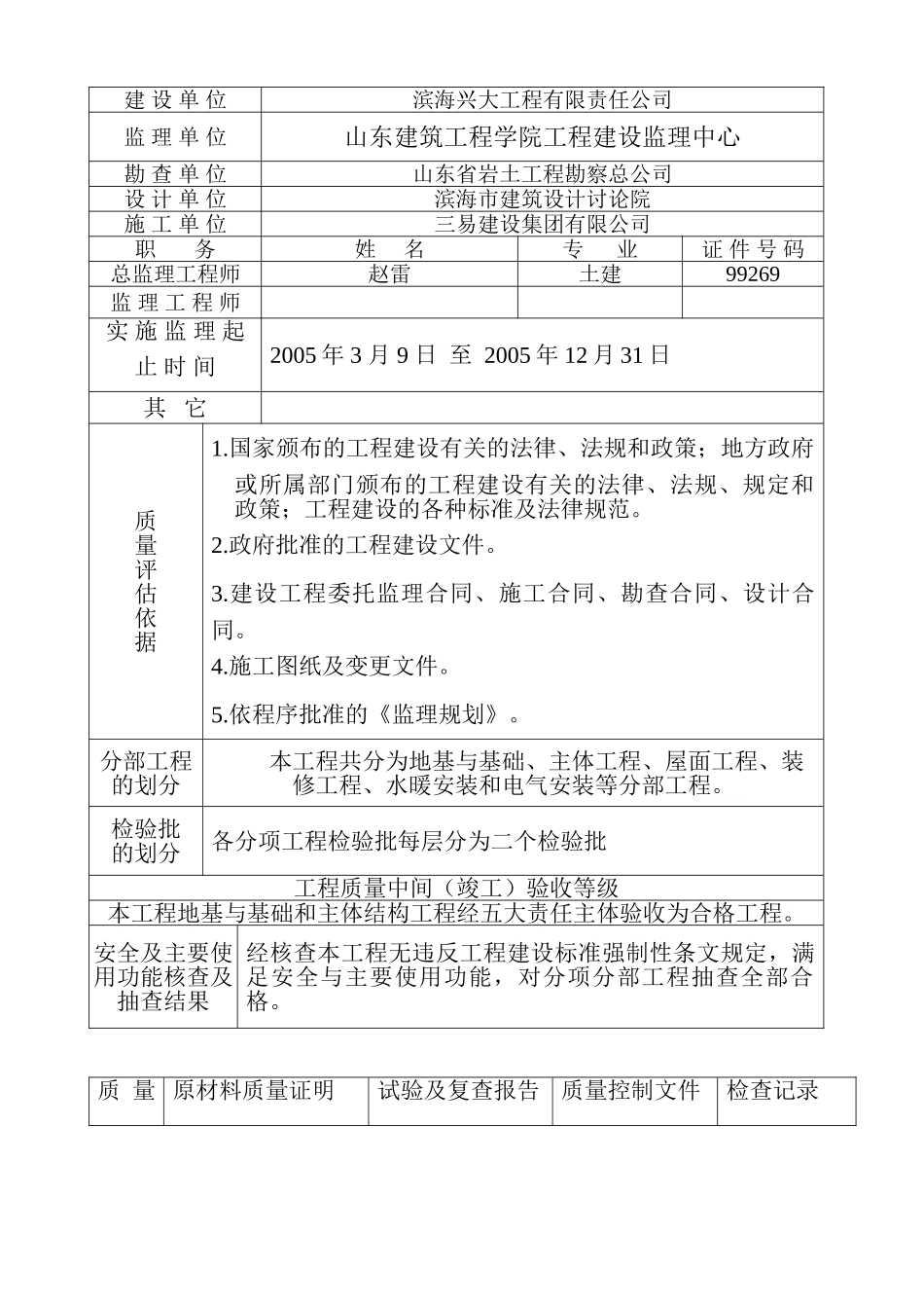滨海兴大公司4#楼建设工程质量评估报告_第2页
