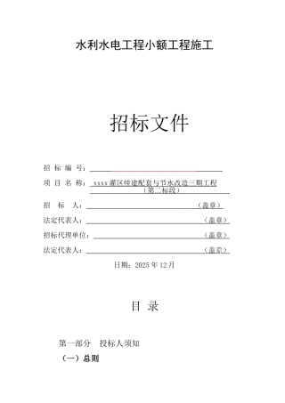 灌区续建配套与节水改造三期工程招标文件