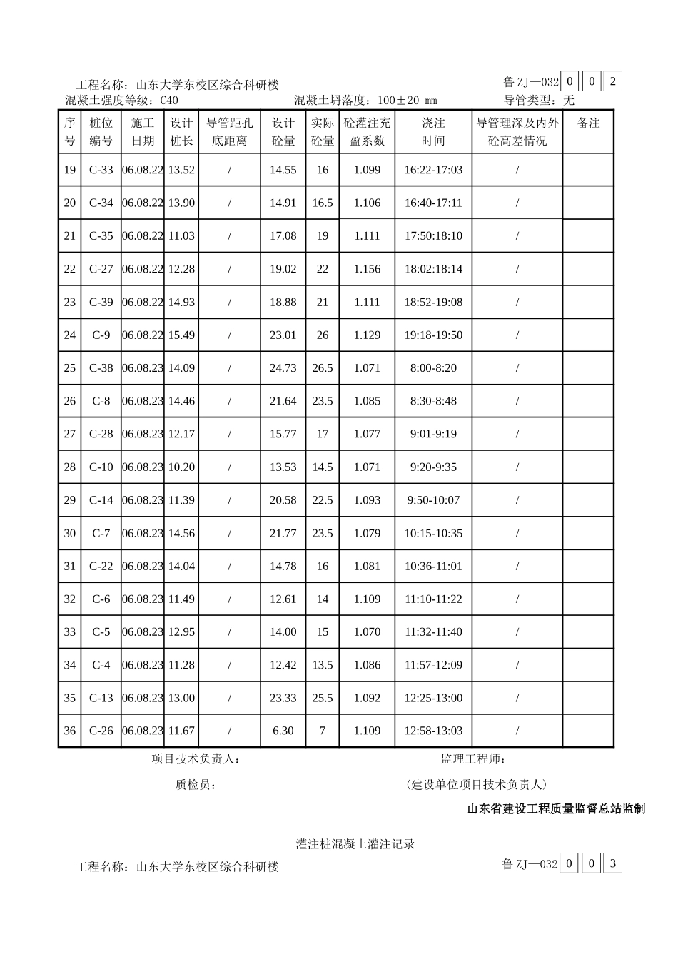 灌注桩砼灌注记录_第2页
